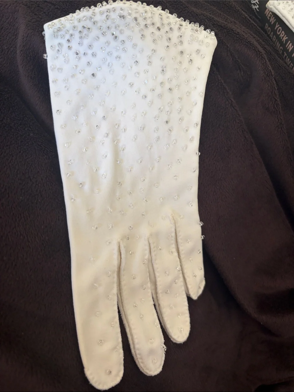 Women's Vintage White Embellished Evening Gloves- Roaring 20s
